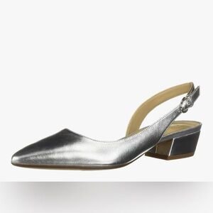 Naturalizer Women’s Banks Slingback Low Heel Pointed Toe Pumps, Silver, 10.5